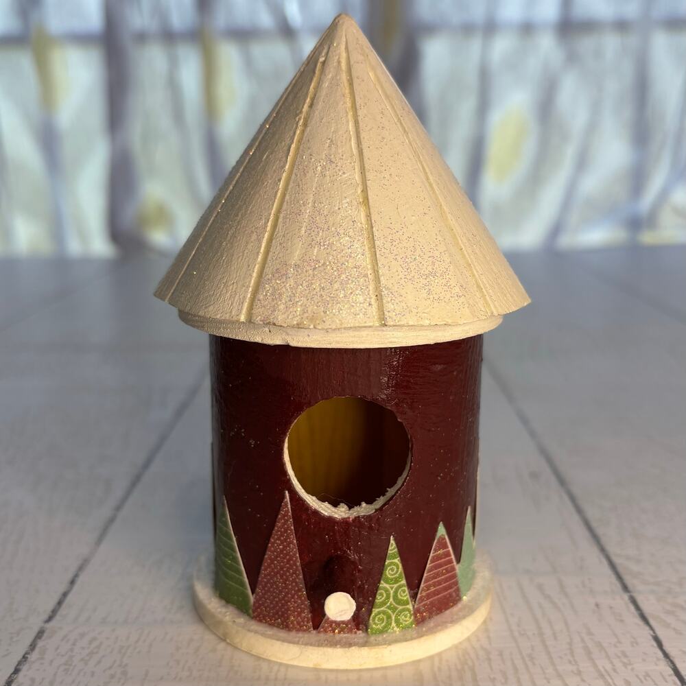 Handmade Holiday Christmas Tree Birdhouse Decor